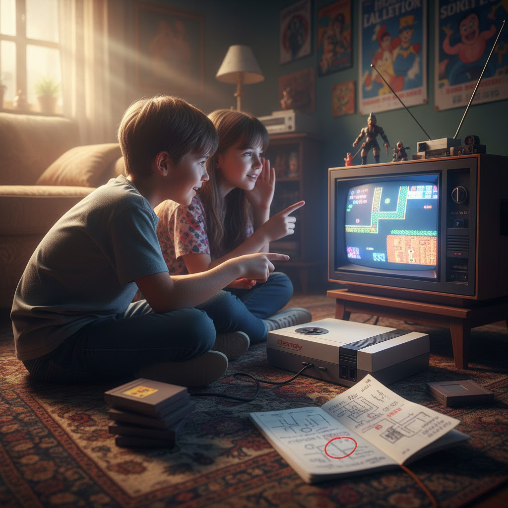 Kids playing Dendy in the 90s